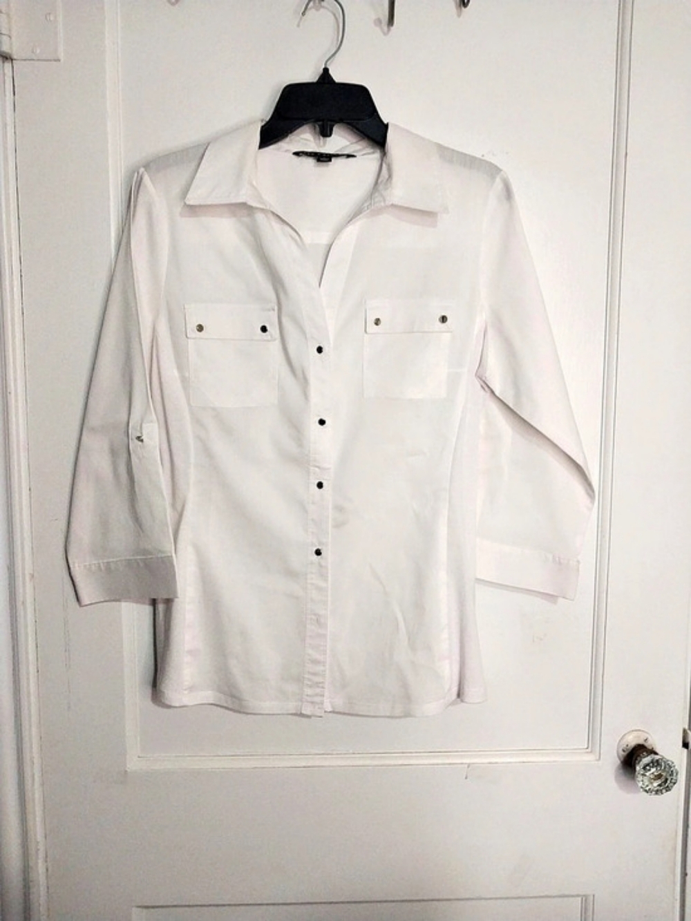 Zac & Rachel White Button Down Shirt Size Large Cotton Blend Formal Sz L
